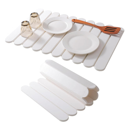 24"×16" Grey Stone Dish Drying Mats for Kitchen Counter, Large Quick Dry Collapsible Eco-Friendly Super Absorbent Diatomaceous Earth Heat-resistant Mat for Dishes Bottles Cups, Match Any Countertop